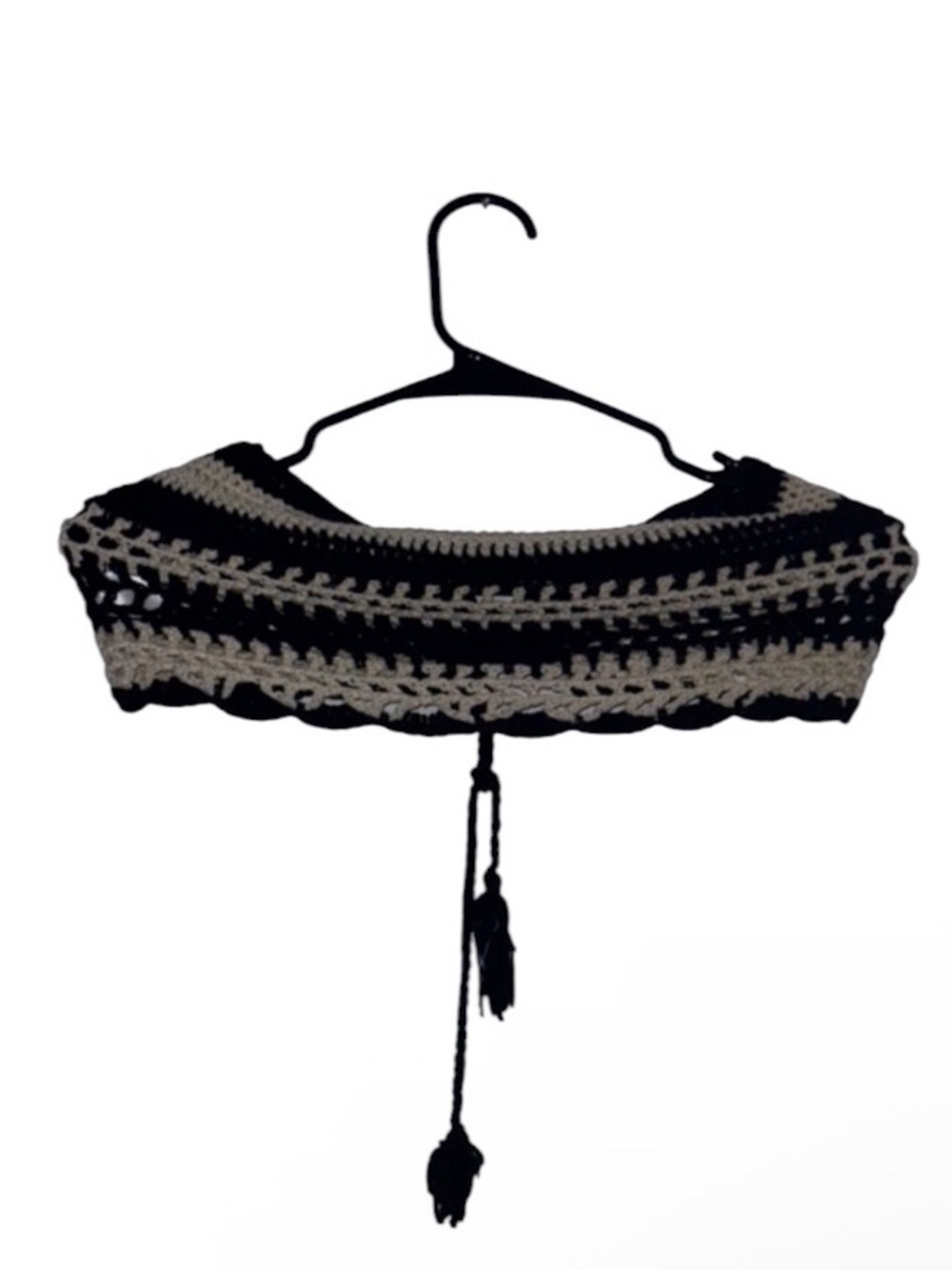 Charlotte Russe Black & Cream Crochet Bandeau Bralette